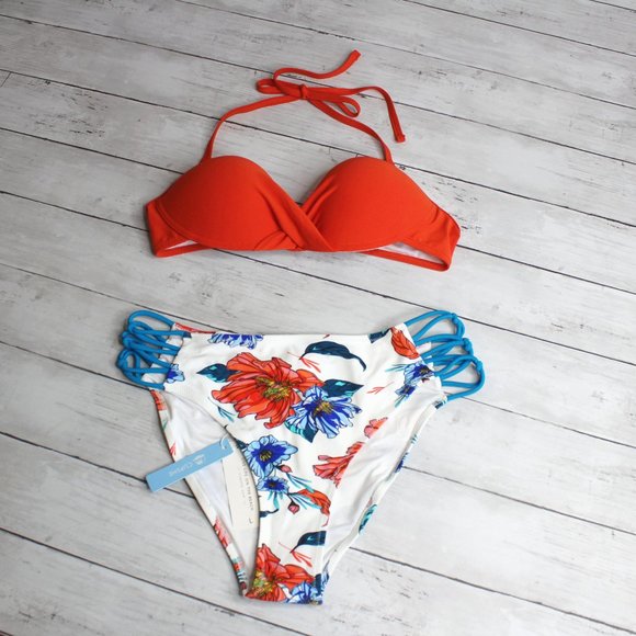 Cupshe Women's Swim Top High Waist Bikini Bottoms Size L Swimsuit Lot - Picture 2 of 9